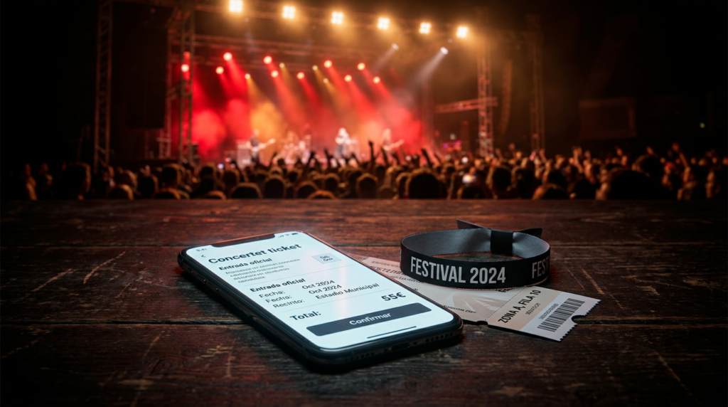Compra segura de entradas para un concierto desde un móvil